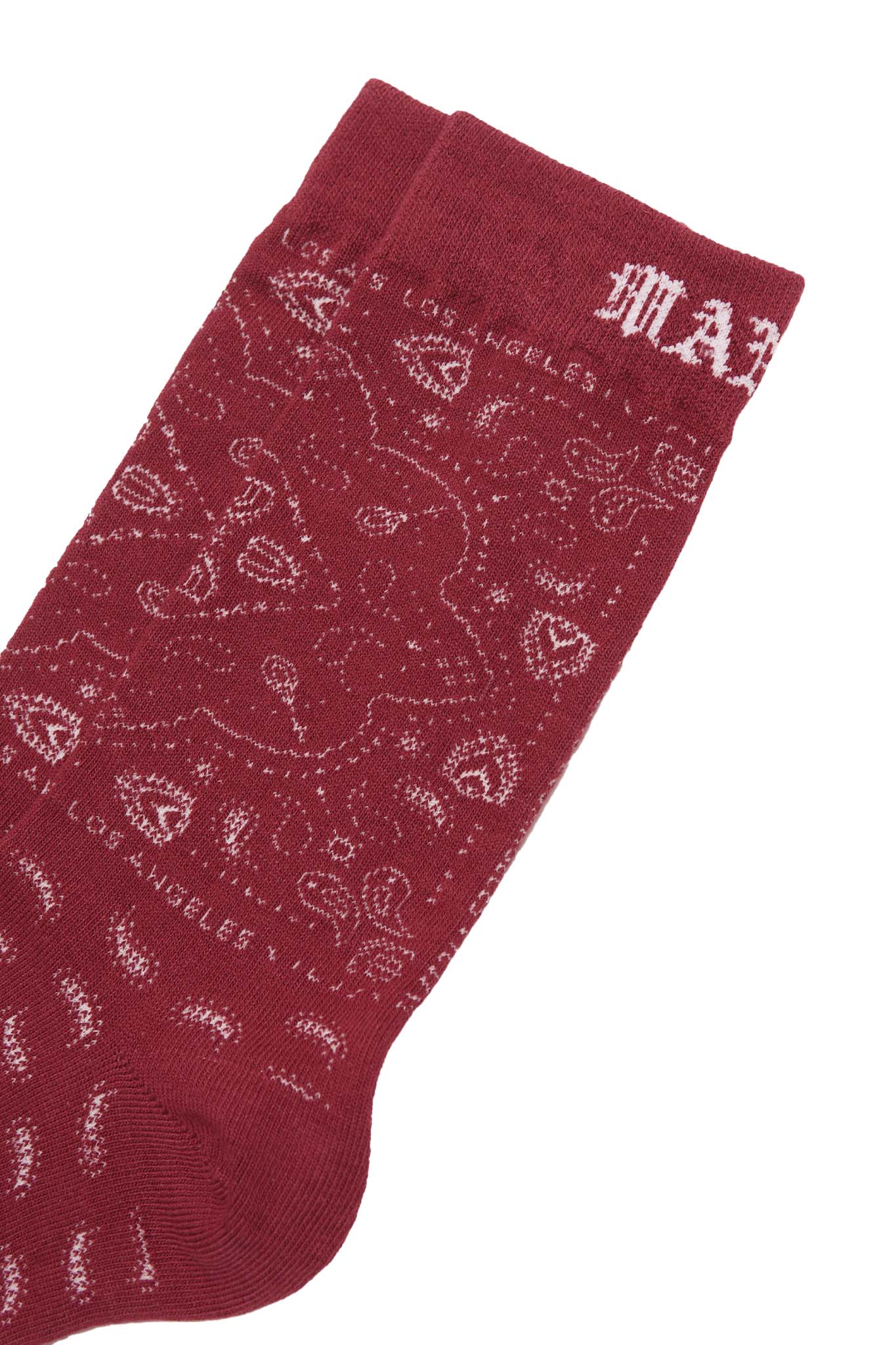 "PEACE PAISLEY" BANDANA SOCK IN BLOOD RED - Image 8