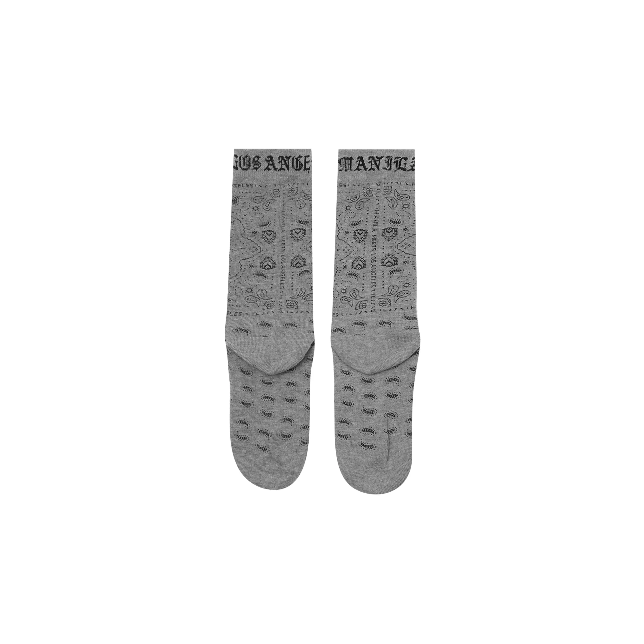 "PEACE PAISLEY" BANDANA SOCK IN STONE GREY - Image 2