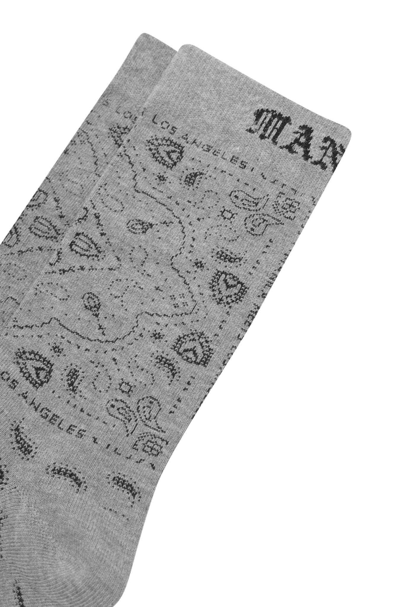 "PEACE PAISLEY" BANDANA SOCK IN STONE GREY - Image 3