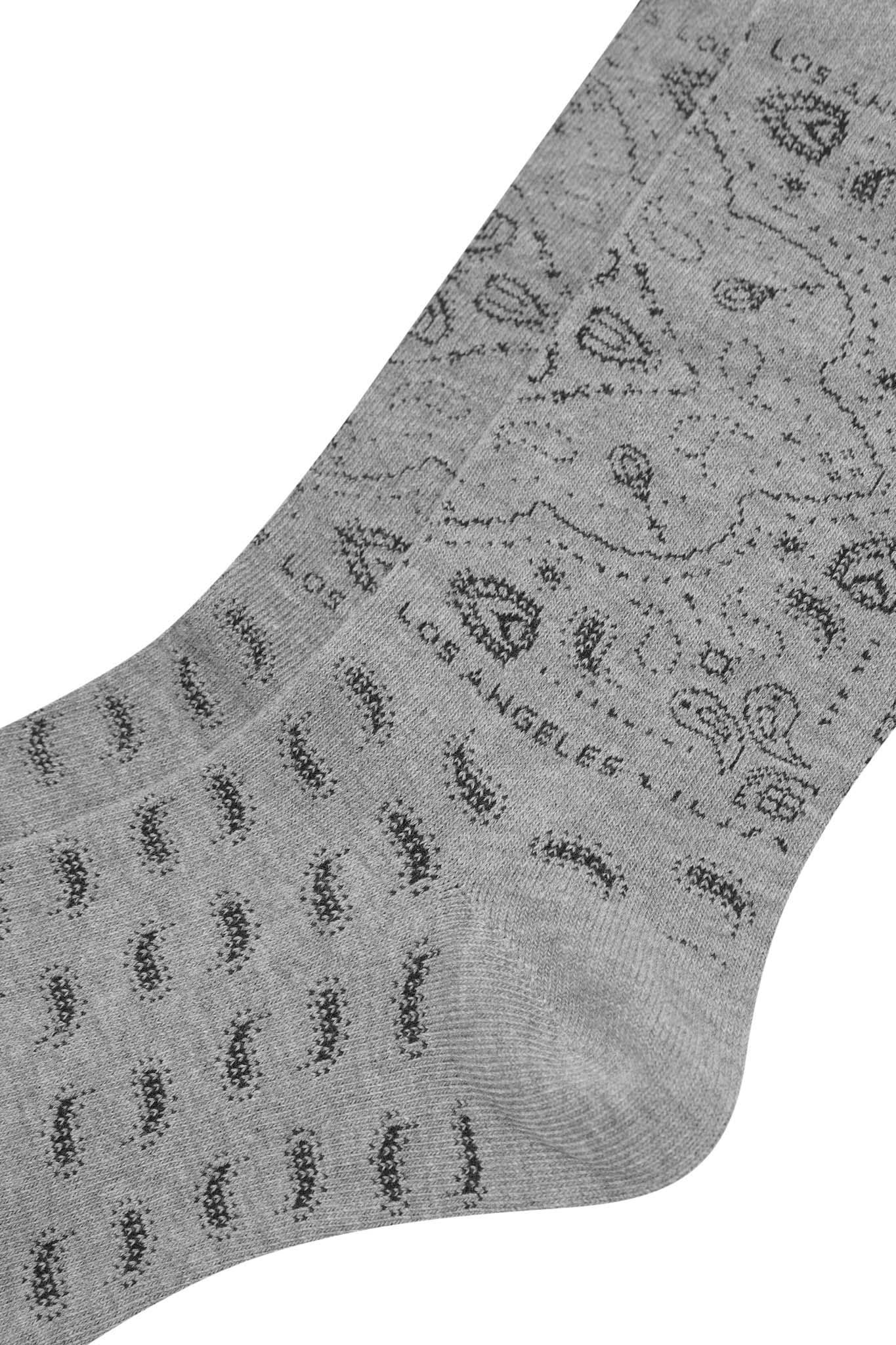 "PEACE PAISLEY" BANDANA SOCK IN STONE GREY - Image 4
