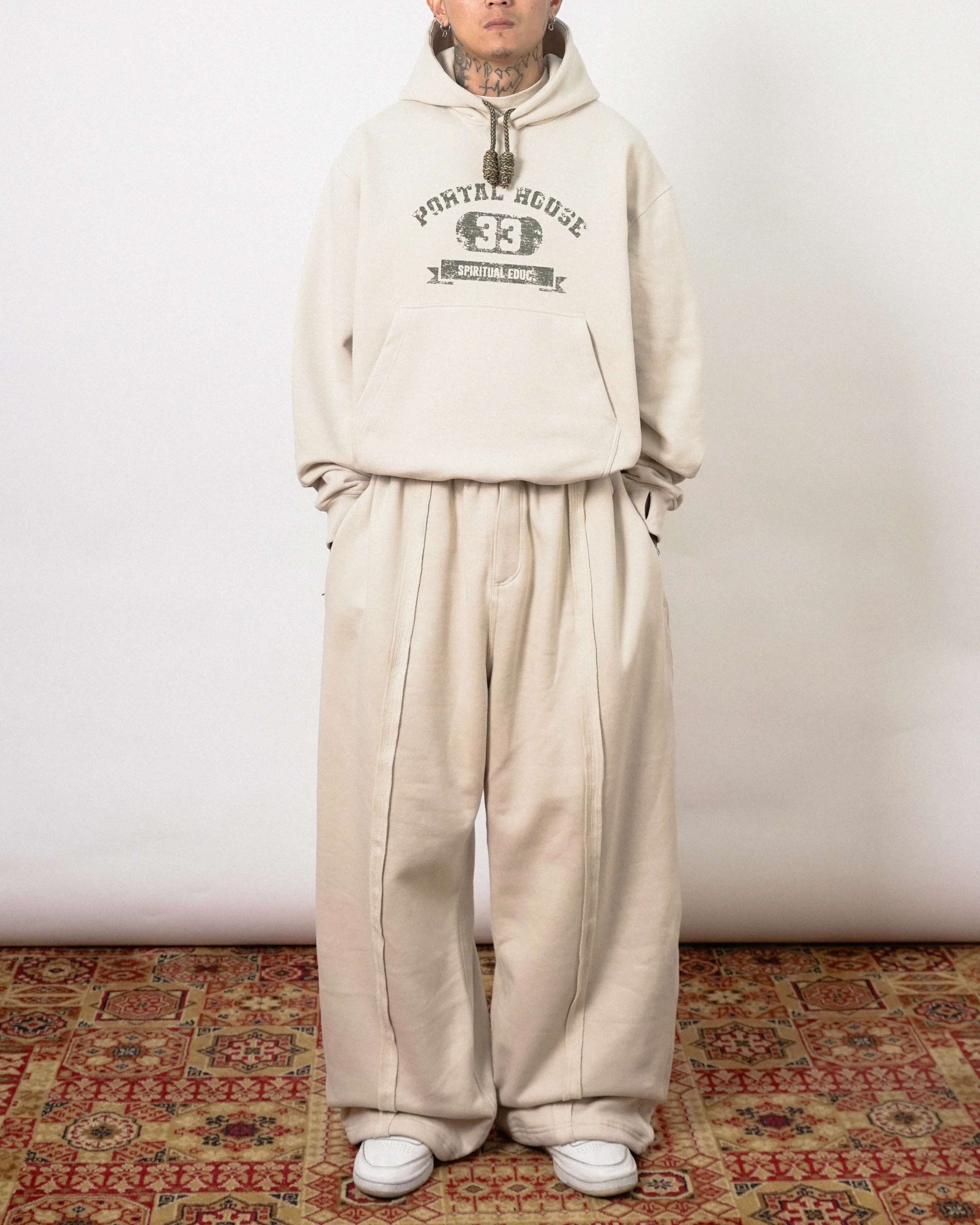 "PORTAL HOUSE 33" HOODIE IN OAT - Image 2