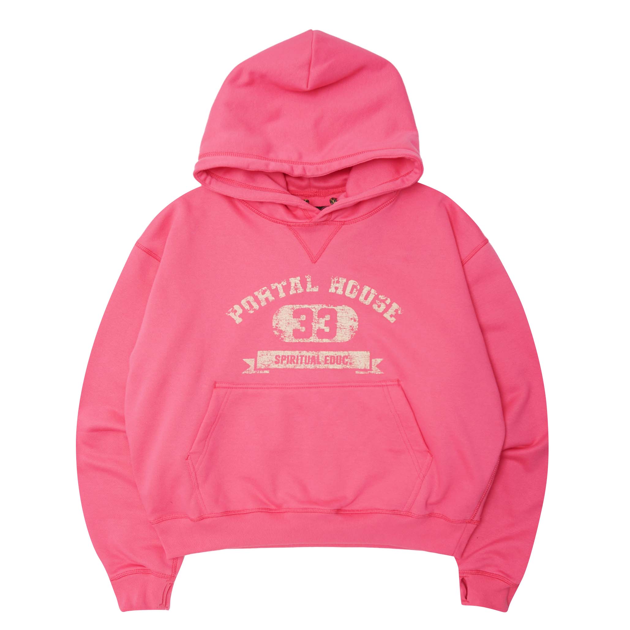 "PORTAL HOUSE 33" HOODIE IN STATIC PINK - Image 2
