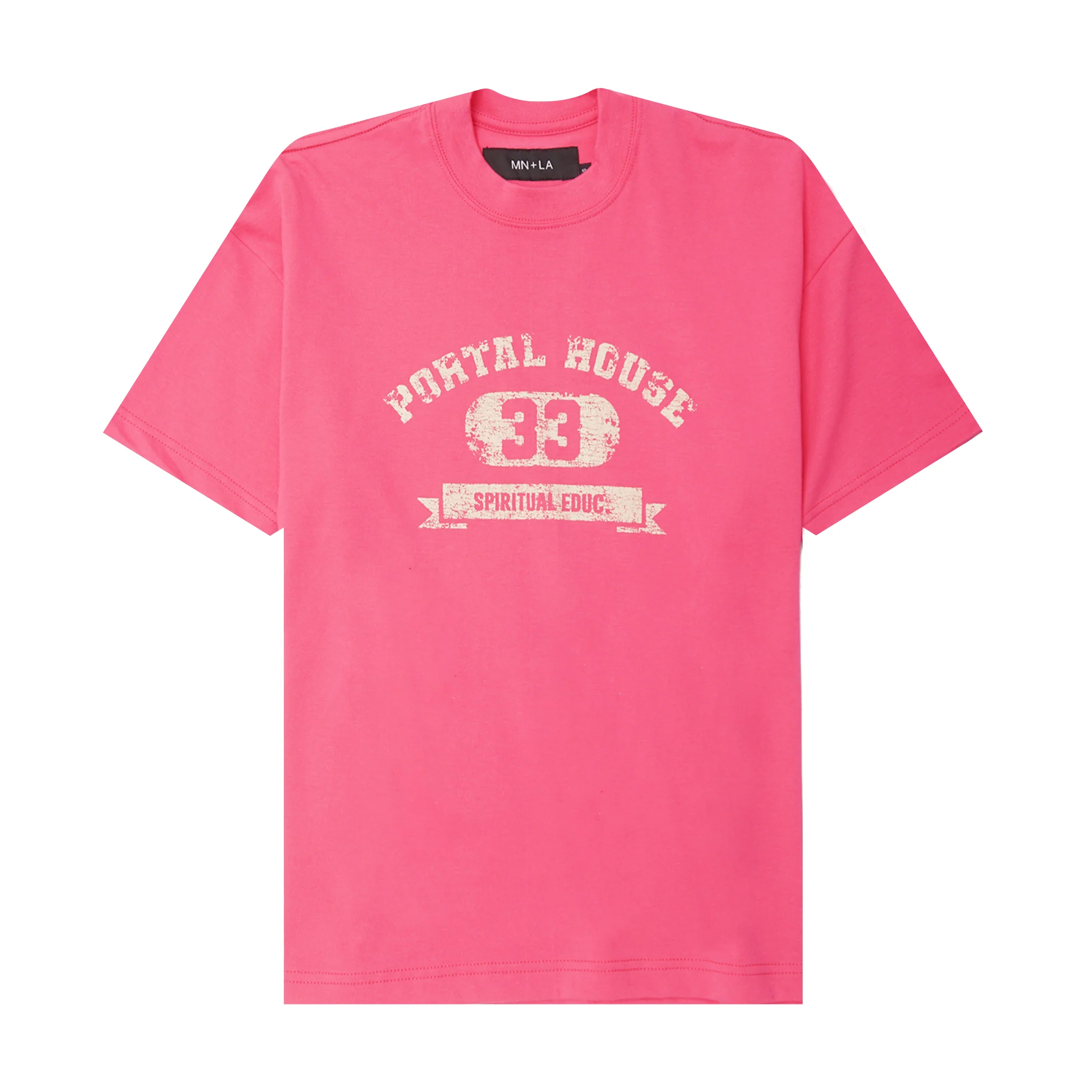 "PORTAL HOUSE 33" ULTRA HEAVY TEE IN STATIC PINK