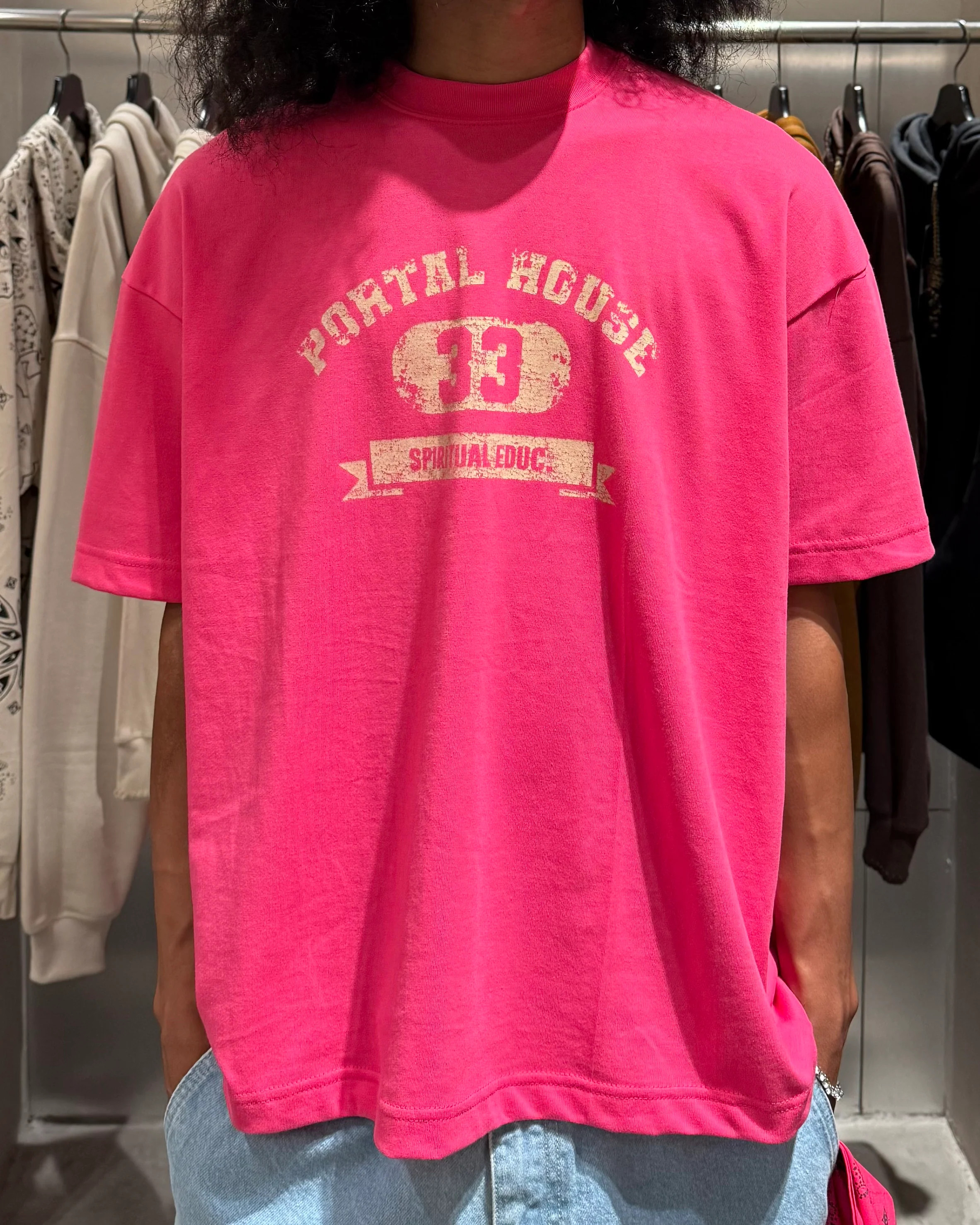 "PORTAL HOUSE 33" ULTRA HEAVY TEE IN STATIC PINK - Image 2