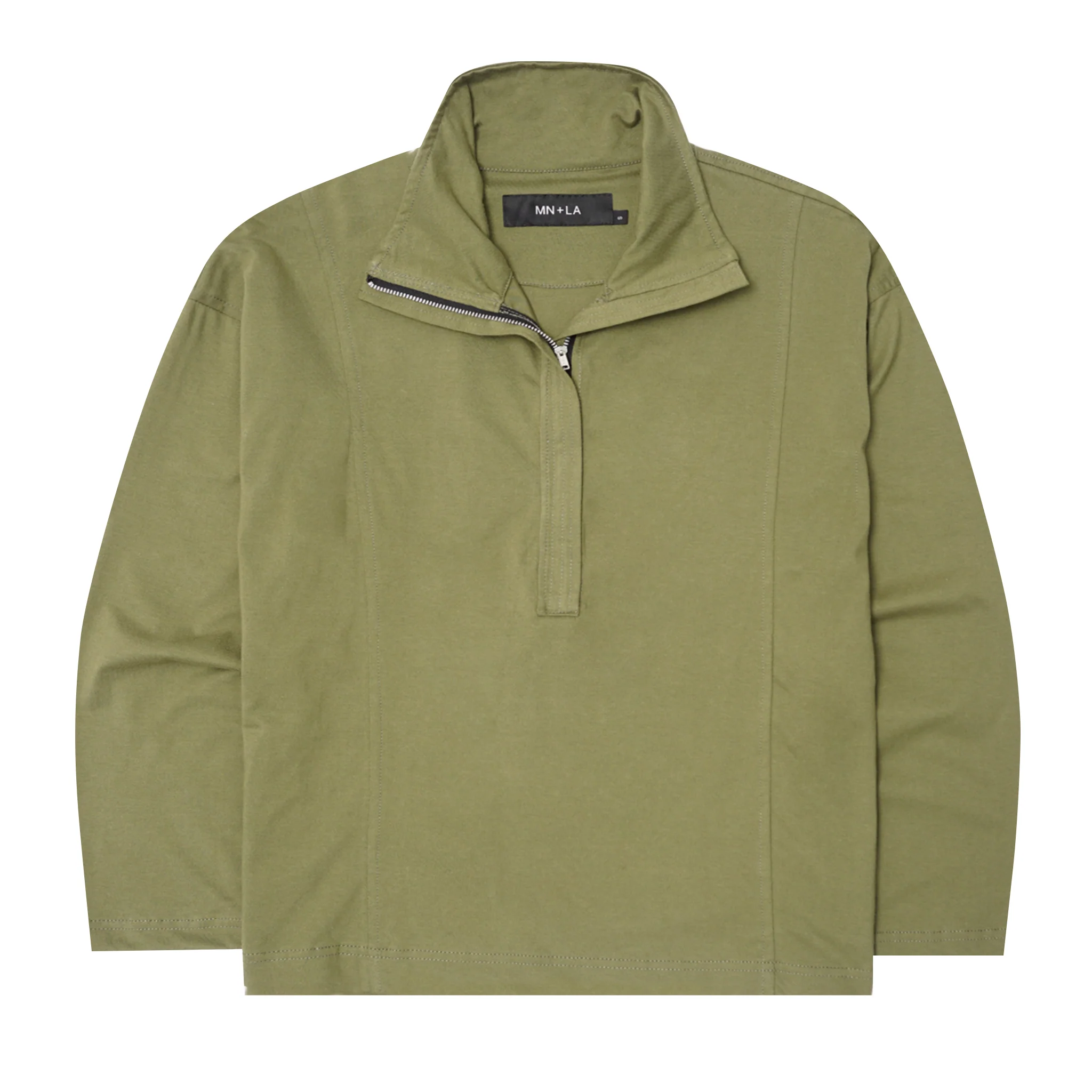 QUARTER ZIP L/S TEE IN OLIVE - Image 2