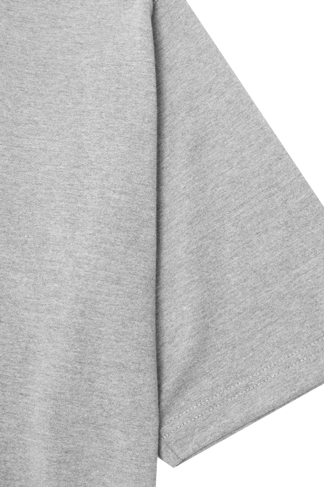 ULTRA HEAVY MOCK NECK TEE IN HEATHER GREY - Image 5