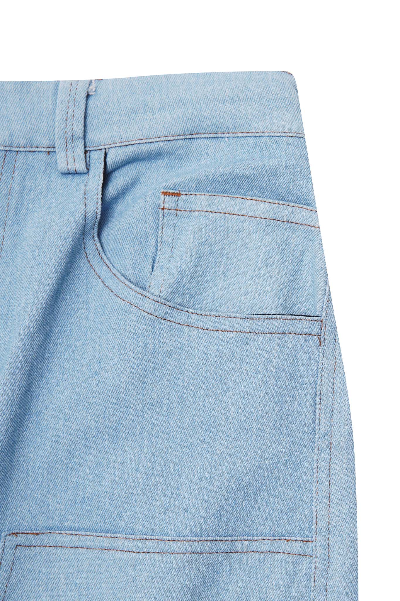 "VAPOR BLUE" DOUBLE KNEE PHAT SHORTS - Image 6