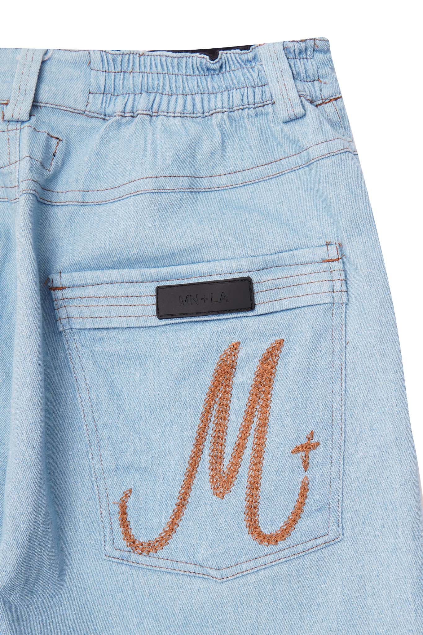 "VAPOR BLUE" DOUBLE KNEE PHAT SHORTS - Image 9