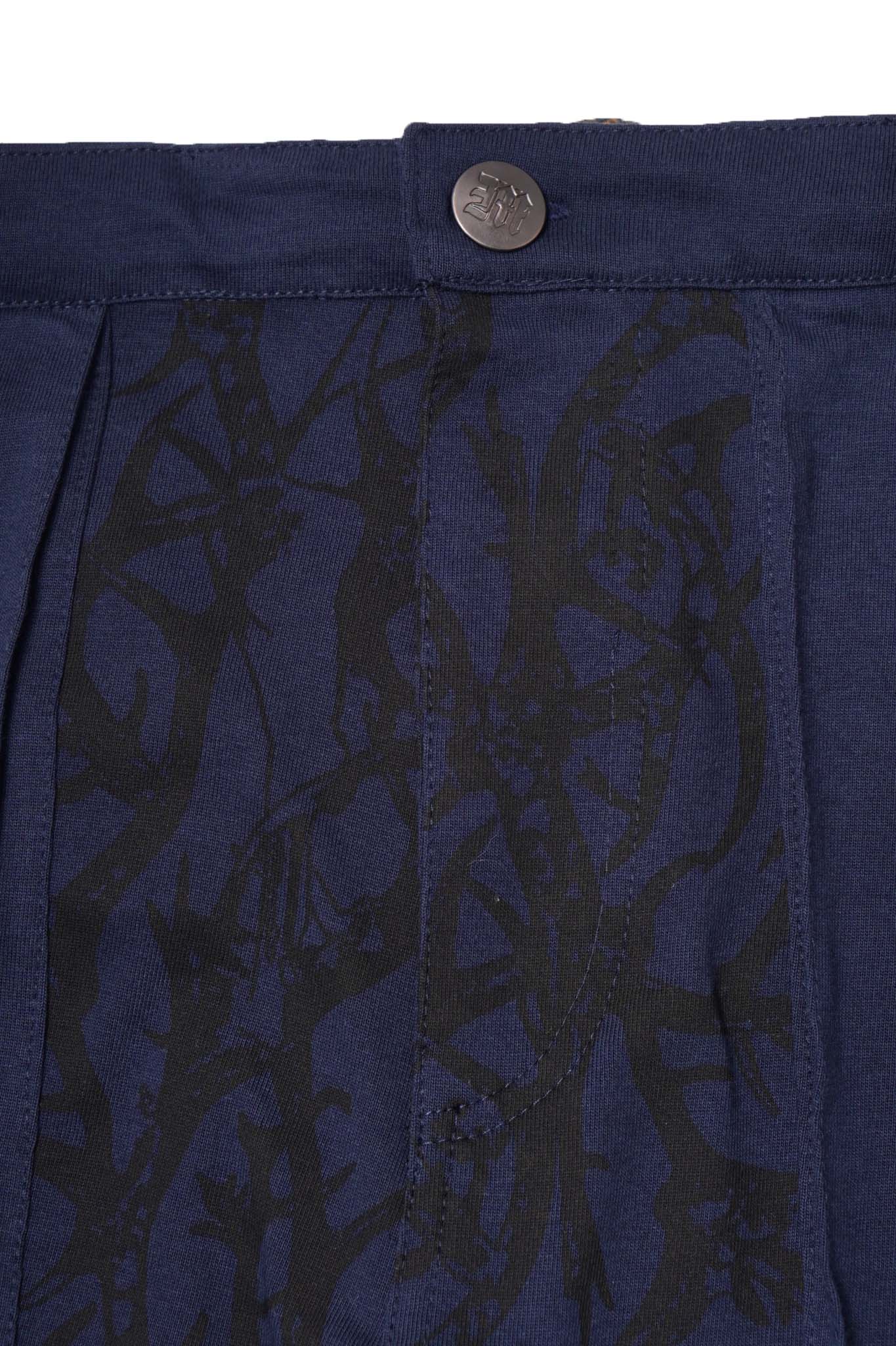 "VINES AND THORNS" OVERPOCKET PHAT PANTS IN NAVY - Image 4
