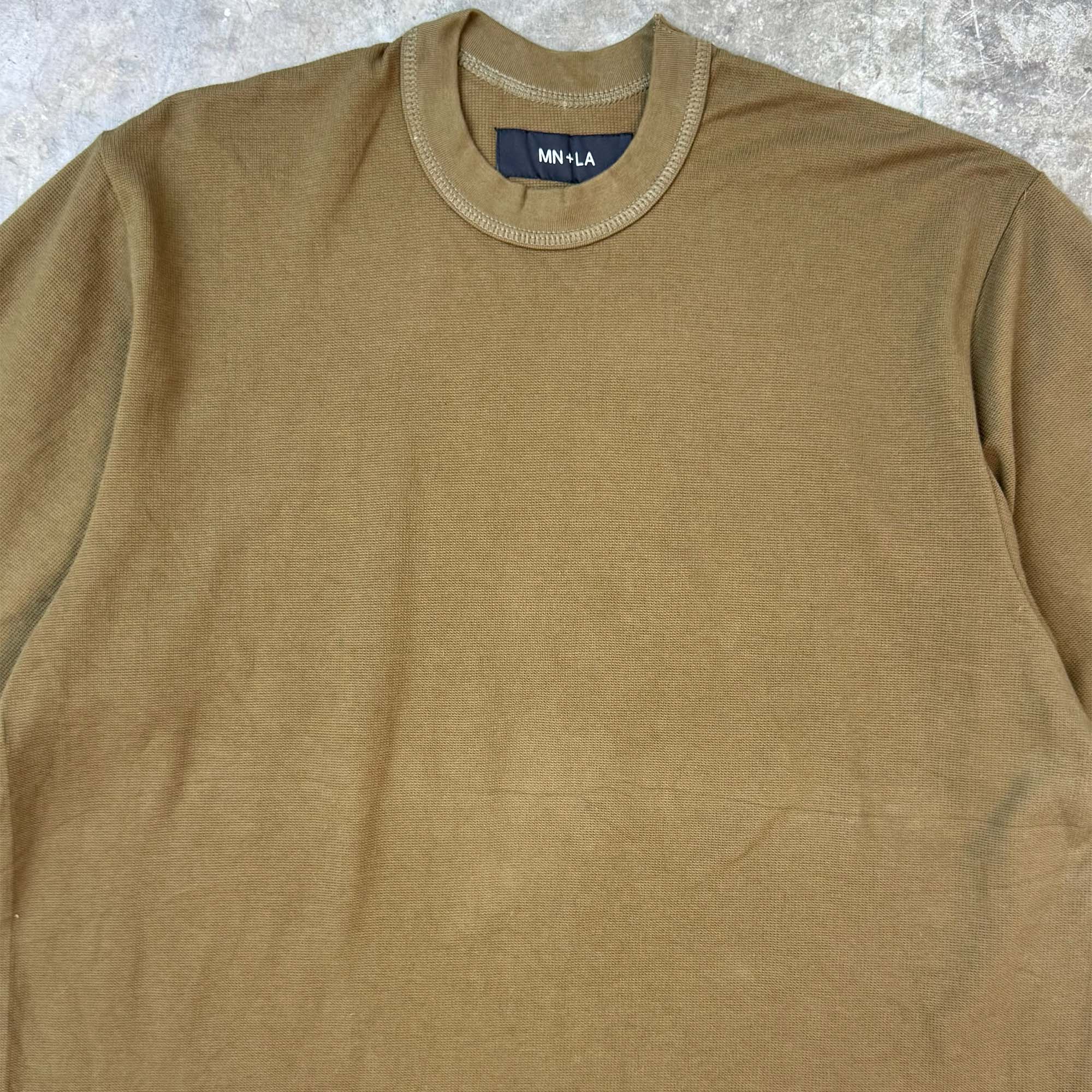 WAFFLE MOCK NECK TEE V3 IN OLIVE - Image 2