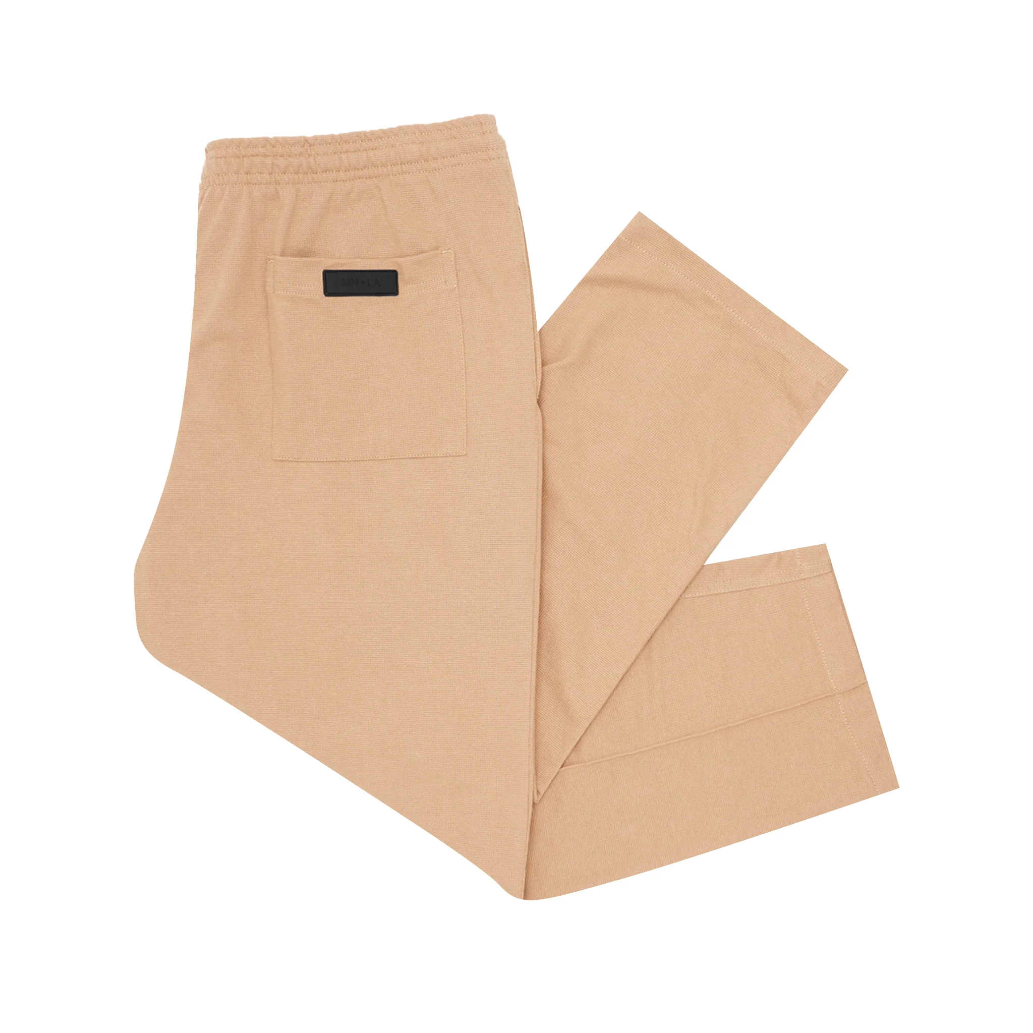 WAFFLE WEAVE PLEATED CROPPED PANTS IN WHEAT - Image 3